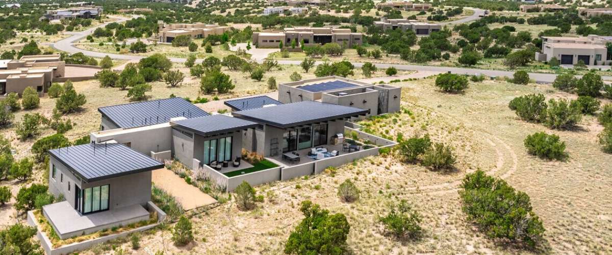 aerial photo of luxury homes in Las Campanas, New Mexico.